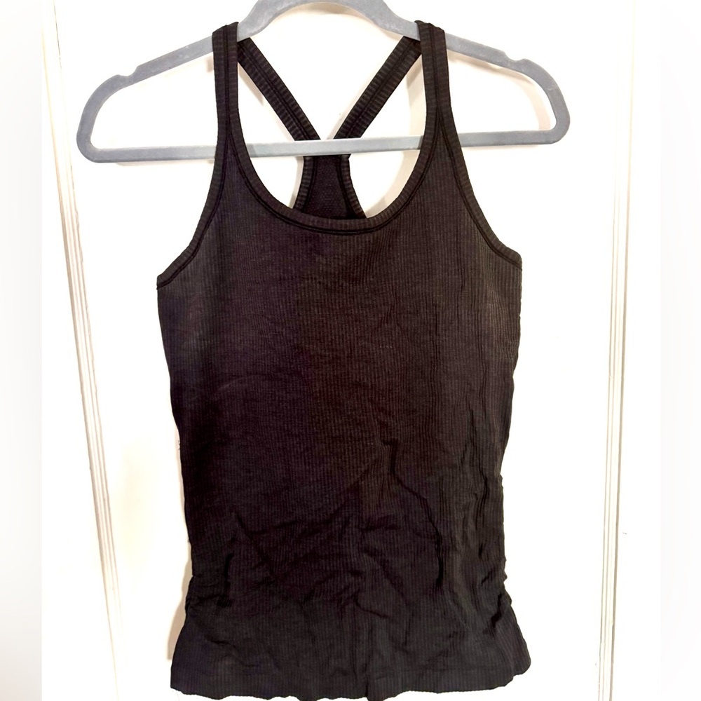 Lululemon Ribbed Tank •Racerback• Side Ruching • Heathered Black
